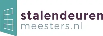 Logo stalen deuren meesters met modern stalendeur icoon.