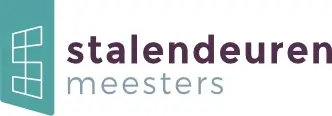 Logo stalen deuren meesters met modern stalendeur icoon.